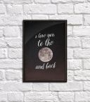 I love you to the moon and back - plakat w czarnej ramce aluminiowej