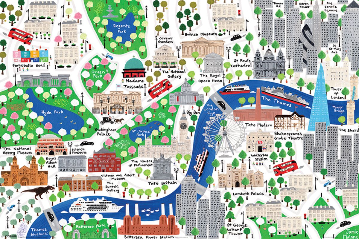 Zamów plakat na ściane Londyn mapa rysunkowa plan miasta |Nice Wall