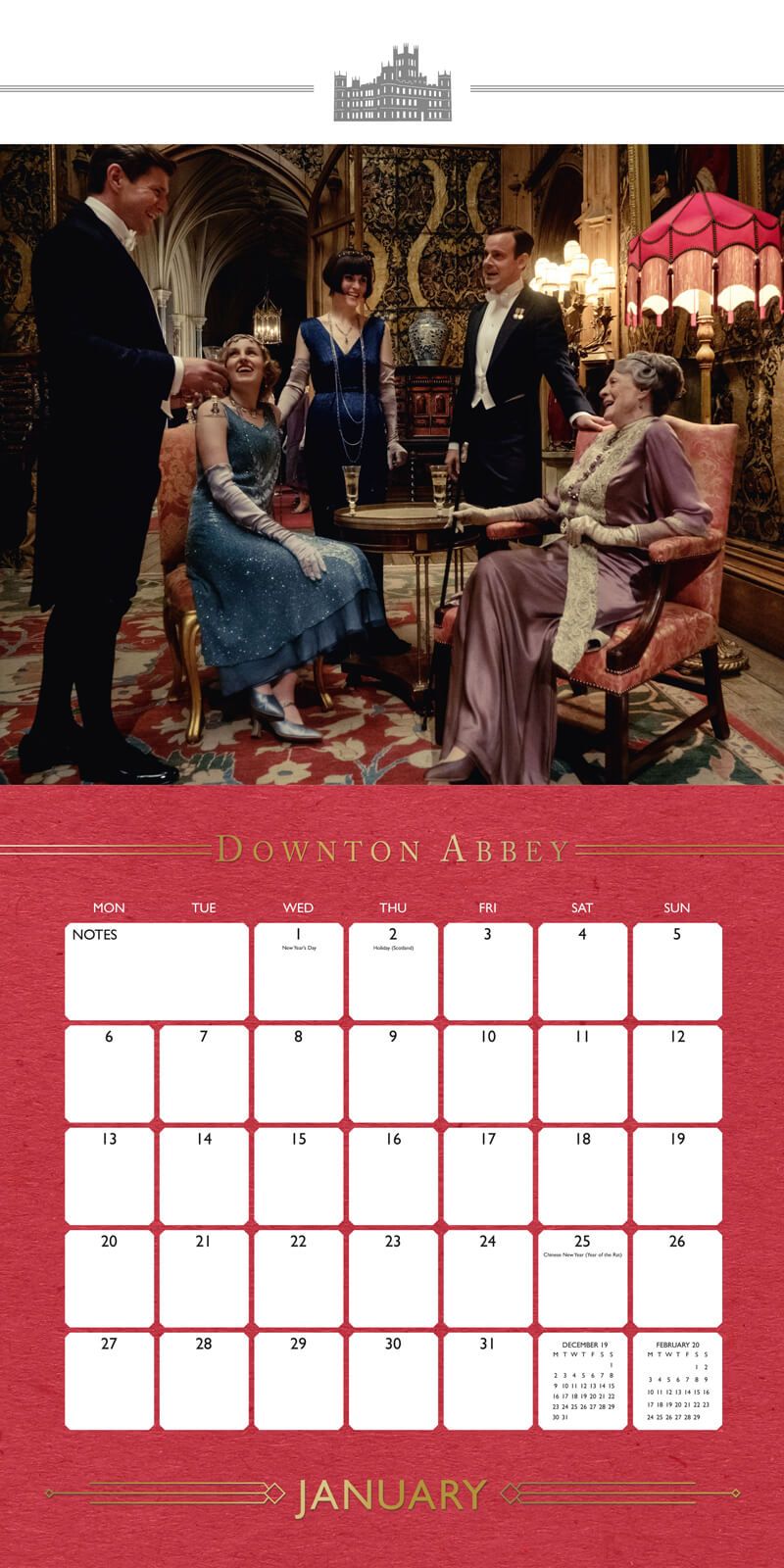 Kalendarz ścienny na 2020 rok z serialu Downton Abbey sklep Nice Wall