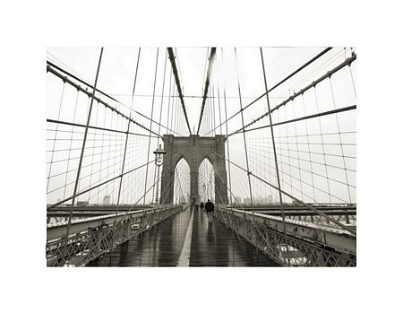 reprodukcja z filarem i siecią lin Brooklyn Bridge