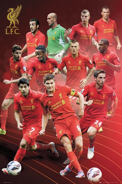 Plakat z piłkarzami Liverpoolu na sezon 2012/2013