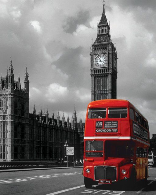 London Red Bus - Czerowny autobus - plakat