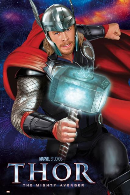 plakat z filmu Marvela z Thor-em granym przez Chrisa Hemswortha