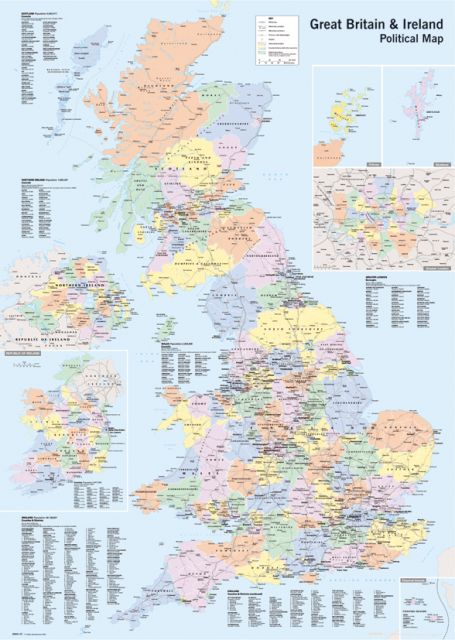 Mapa polityczna Wielkiej Brytanii na ścianę