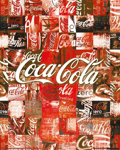 plakat - patchwork reklamujący Coca Colę