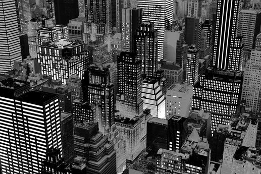 plakat z panoramą miasta Gotham City z filmu o Batmanie