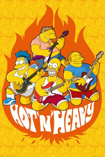 plakat The Simpsons z Homerem grającym na gitarze podpisany hot'n'havy