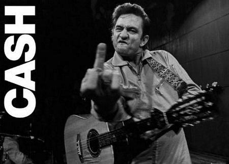 czarno biały plakat Johnny Cash z koncertu w San Quentin