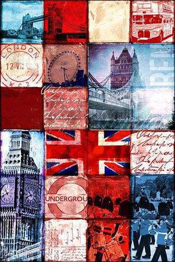 mozaika rysunków związanych z londynem