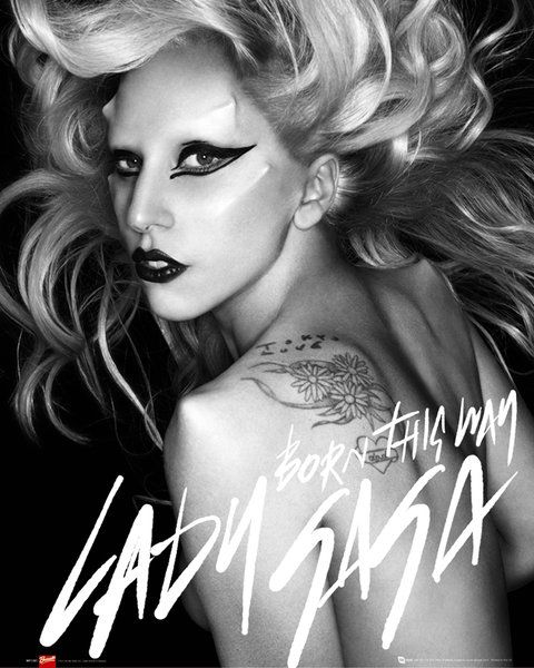 czarno-biały plakat Lady Gaga (Born This Way)