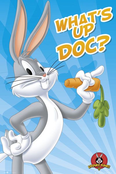 Bajkowy plakat ''What's up doc?'' z królikiem Bugs Bunny