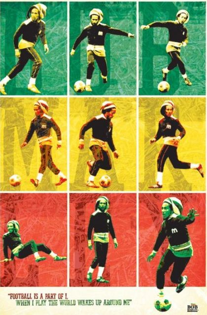 plakat 61x91,5 cm przedstawia Boba Marleya na czerwono-żółto-zielonym tle