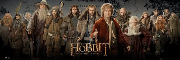 Obsada filmu Hobbit na plakacie panoramicznym