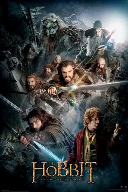 plakat The Hobbit an unexpected journey z bohaterami z filmu