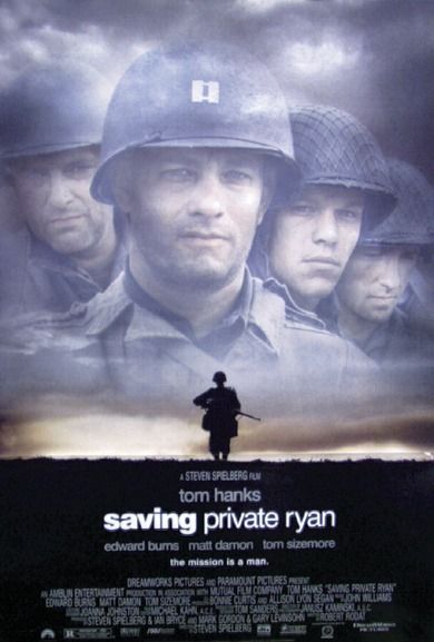 plakat kinowy ''Saving private Ryan'' Steven'a Spielberg'a z Tom Hanks, Edward Burns, Matt Damon, Tom Sizemore
