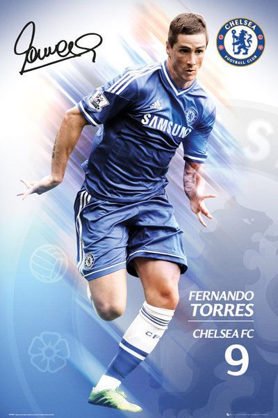 plakat na ścianę z piłkarzem Chelsea biegnącym Fernando Torresem