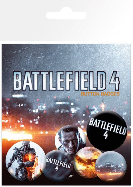 zestaw sześciu kolorowych przypinek z gry komputerowej Battlefield 4