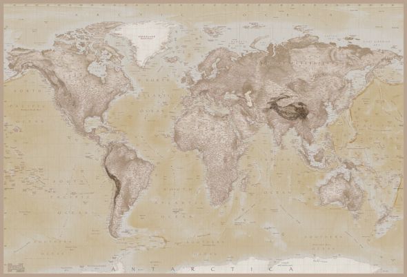 Kadr fototapety Vinatge Light Mapa Świata