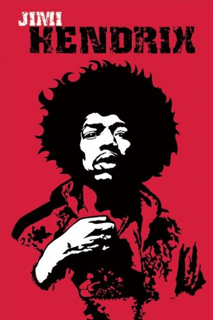 Czerwony plakat z Hendrixem