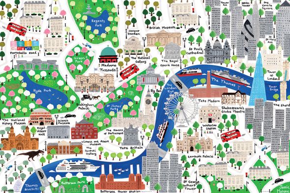 Mapa rysunkowa Londynu - plakat 91,5x61 cm