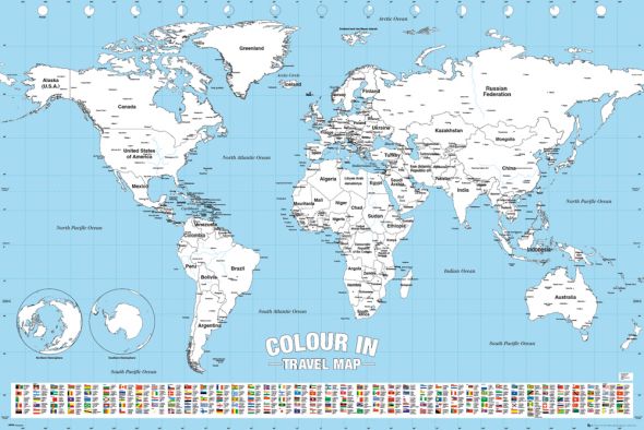 Mapa świata do kolorowania na ścianę