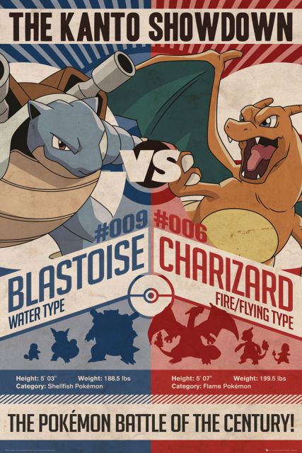 Pokemon Blastoise vs Charizard - plakat ścienny