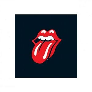 Reprodukcja z logo rockowego bandu the rolling stones