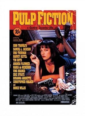Reprodukcja filmowa z słynnym Pulp Fiction