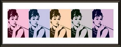 Poziomy obraz w stylu pop art z wizerunkiem Audrey Hepburn