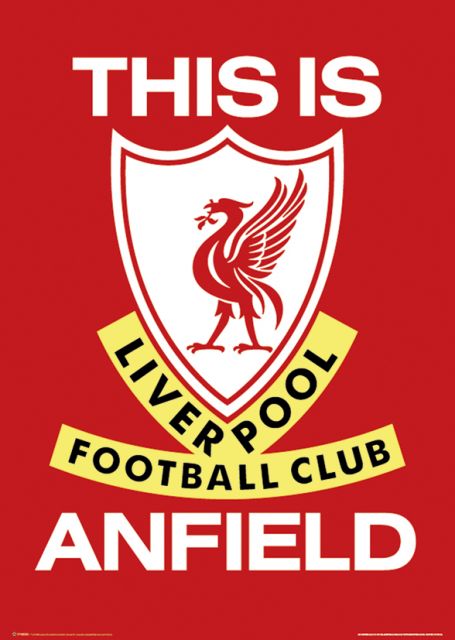 plakat z godłem klubu Liverpool FC