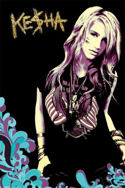Plakat piosenkarki Keshy w stylu retro