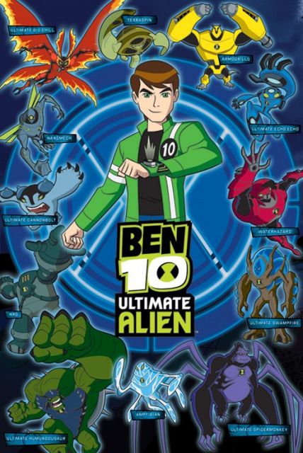 plakat na ścianę dla fana serialu animowanego Ben 10 Alien Force przedstawiający Bena z zegarkiem omnitrix
