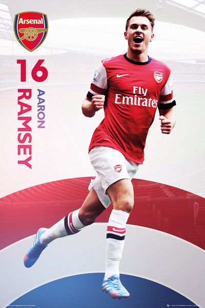Plakat z zawodnikiem drużyny piłkarskiej Arsenal z numerem 16, Aaronem Ramseyem
