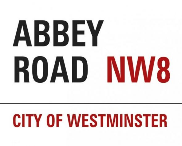 plakat ze znakiem słynnej ulicy Abbey Road Sign