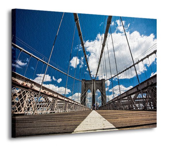 perspektywa obrazu na płótnie z mostem bruklińskim na tle błękitnego nieba