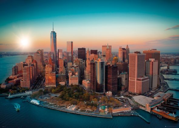 Widok z lotu ptaka Manhattanu w Nowym Jorku