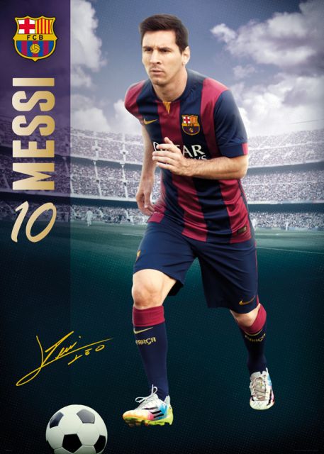 plakat Leo Messi-ego w klubowych barwach FC Barcelony