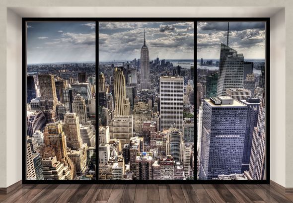 Ogromna fototapeta ścienna z Nowym Jorkiem - widok z okna na miasto