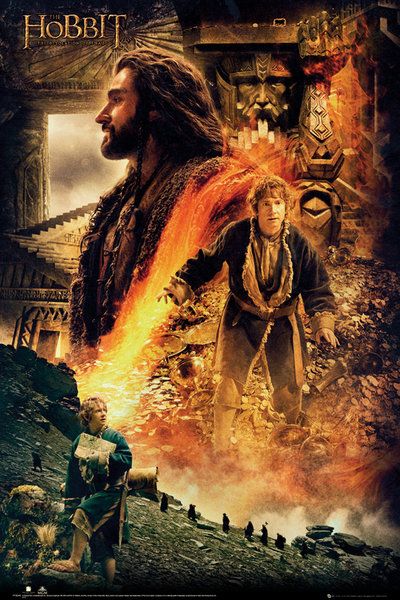 plakat filmowy Hobbit z Bilbo Bagginsem i Thorinem Dębową Tarczą