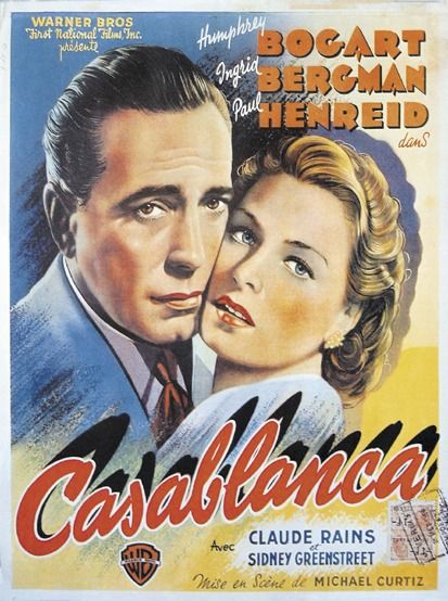 plakat z filmu Casablanca z Humphrey Bogart, Ingrid Bergman