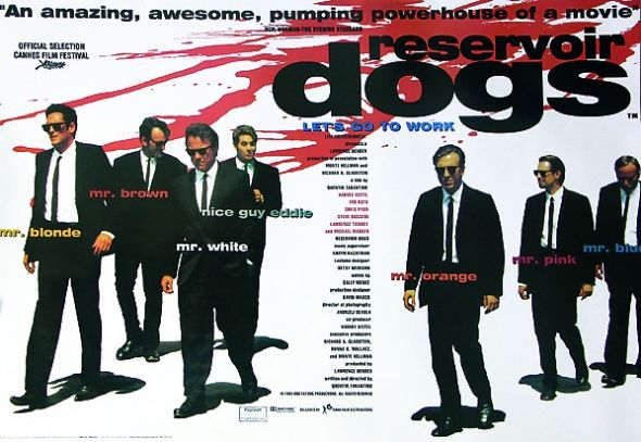 plakat Reservoir dogs z mr. orange, mr. pink, mr. blue, mr. blonde, mr. brown i nice guy eddie