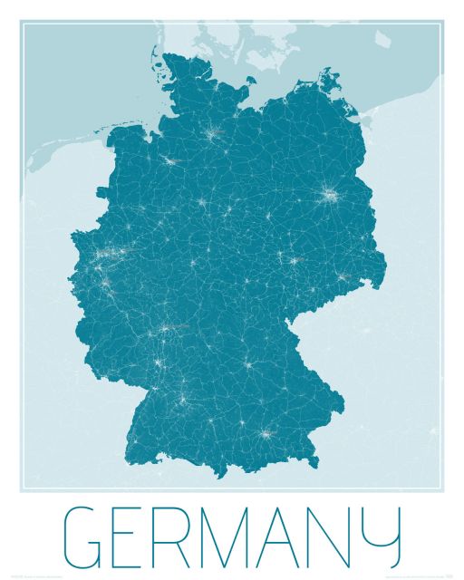 mapa na ścianę zatytułowana Germany, blue