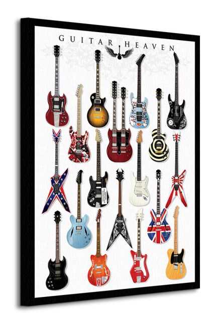 Obraz na płótnie przedstawia różnokolorowe gitary