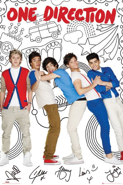 Członkowie zespołu One Direction na plakacie ściennym