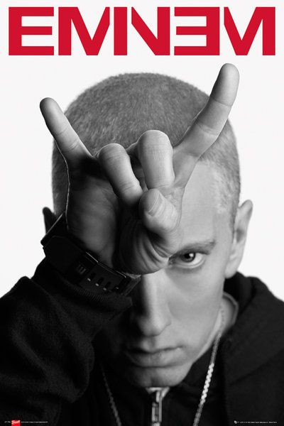 Eminem horns Czarno-biały plakat