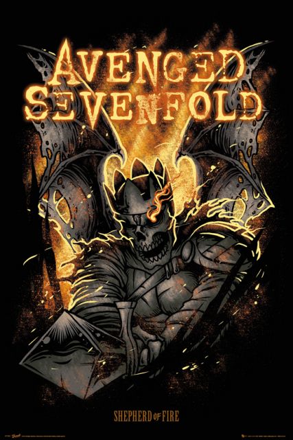 plakat reklamujący drugi singiel zespołu Avenged Sevenfold Sheperd of Fire''