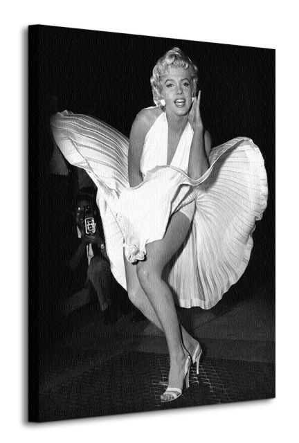 Obraz na płótnie przedstawia Marilyn Monroe w białej sukience