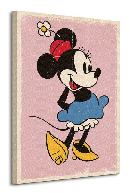 Obraz na płótnie przedstawia Myszkę Minnie na różowym tle