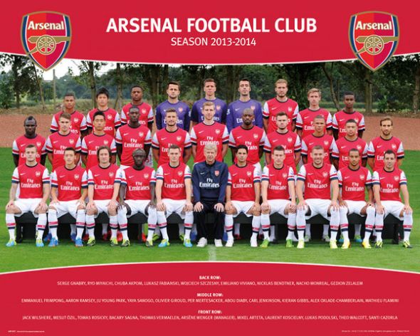 Mały plakat z zdjęciem drużynowym Arsenalu Londyn na sezon 13/14