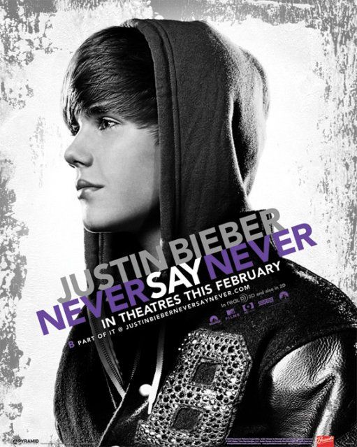 plakat z piosenkarzem Justin Bieber z albumu Never Say Never